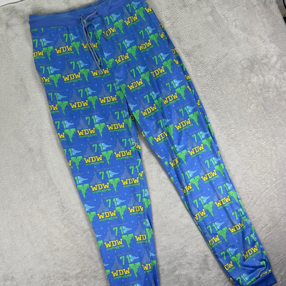 Disney Women's Lounge Pants Small Blue WDW 71 Disney World Graphic Joggers NWT